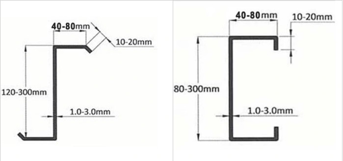 80-350 CZ Purlin Roll Formmaschine mit PLC-Steuerungssystem und hydraulischem Schneidmodus