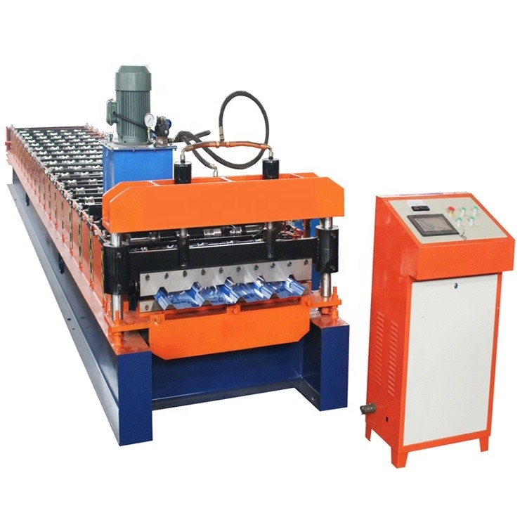 Paralleltrapez-Art 5 Rib Hydraulic Cutting Roof Tile-Rolle, die Maschine PLC-Steuerung bildet