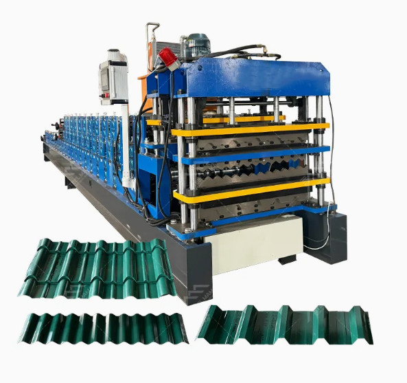 3 in 1 Metall-Stahl-Ibr-Dachplatten Rollformmaschine mit drei Profilen individuell