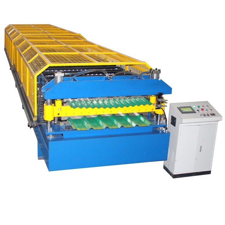 PLC-Steuerung Doppelschicht-Metall-Stahl-Dachplatten-Rollformmaschine Hochgeschwindigkeit