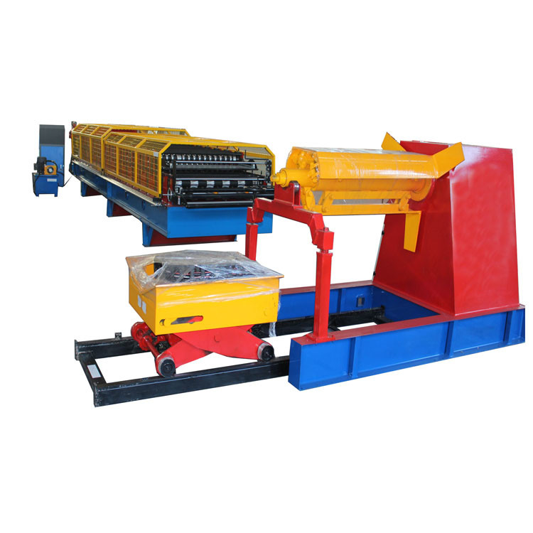 PLC-Steuerung Doppelschicht-Metall-Stahl-Dachplatten-Rollformmaschine Hochgeschwindigkeit
