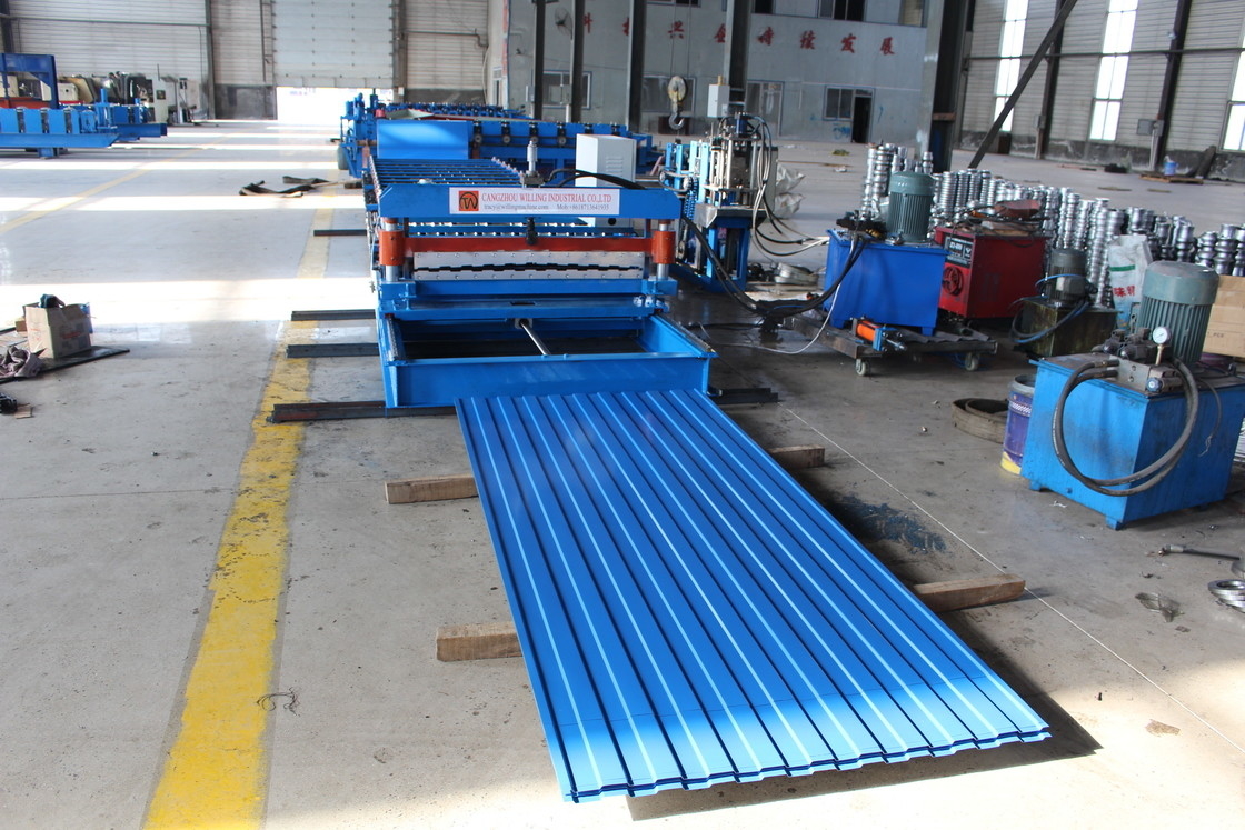Hochgenaue vollautomatische Doppelschicht Stahl Welldach Ibr Dachplatten Rollenformmaschine EN Biegelschweißen