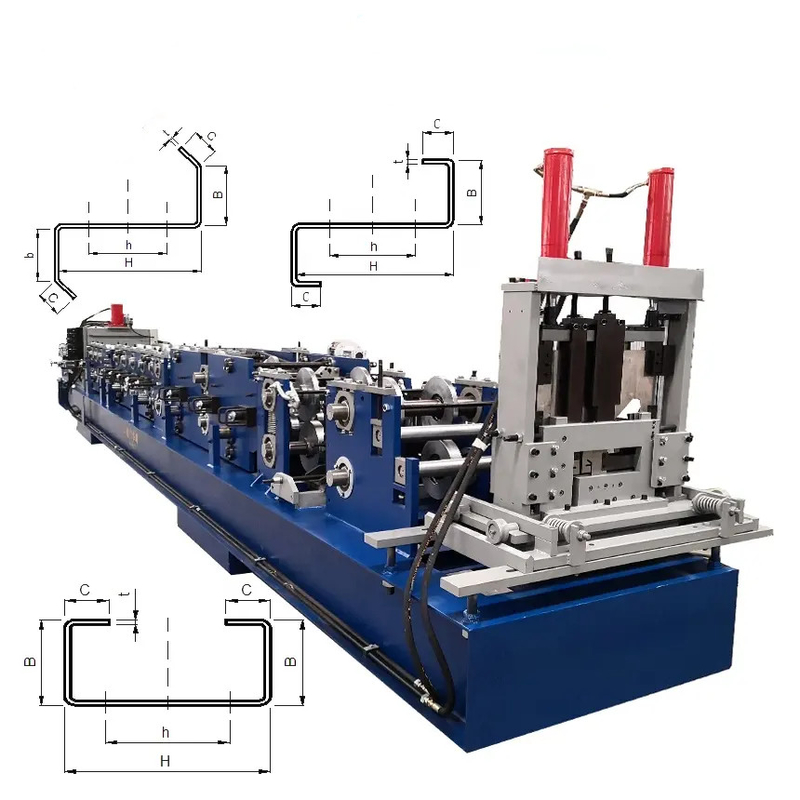 Automatische C- und Z-förmige Stahl-Kaltwalzformmaschine Formiergeschwindigkeit 10-22 m/Min