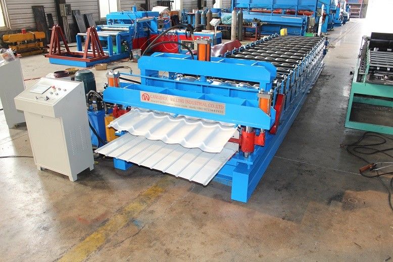 Doppelschicht-Rolle Plc-Steuer0.3mm, die Maschine für Metallstahldach bildet