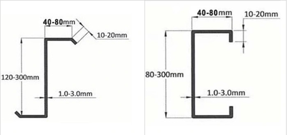80-350 CZ Purlin Roll Formmaschine mit PLC-Steuerungssystem und hydraulischem Schneidmodus