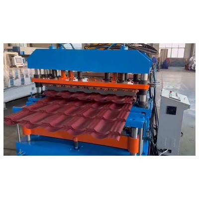 PLC-Steuerung Metall Kaltstahl Verglaserte Dachfliesen Herstellungsmaschine Schrittfliesen Dachfliesen Blatt Roll Formmaschine Fabrik