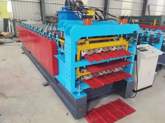 Dach-Maschine der Platten-4kw Ibr runzelte Metallglasig-glänzendes Fliesen-Stahlblatt drei Schicht